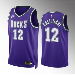 Men Milwaukee Bucks 12 Danilo Gallinari Purple Classic Edition Stitched Basketball Jersey