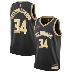 Men Milwaukee Bucks 34 Giannis Antetokounmpo Black 2024 Select Series Stitched Basketball Jersey