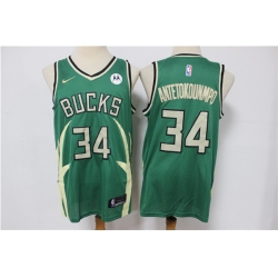 Men Milwaukee Bucks 34 Giannis Antetokounmpo Green Stitched Jersey