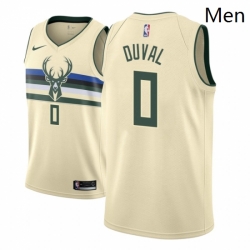 Men NBA 2018 19 Milwaukee Bucks 0 Trevon Duval City Edition Cream Jersey 