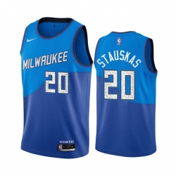 Men Nike Milwaukee Bucks 20 Nik Stauskas Blue NBA Swingman 2020 21 City Edition Jersey