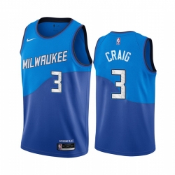 Men Nike Milwaukee Bucks 3 Torrey Craig Blue NBA Swingman 2020 21 City Edition Jersey