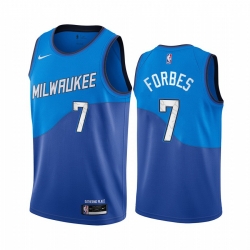 Men Nike Milwaukee Bucks 7 Bryn Forbes Blue NBA Swingman 2020 21 City Edition Jersey