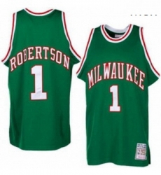 Mens Adidas Milwaukee Bucks 1 Oscar Robertson Authentic Green Throwback NBA Jersey