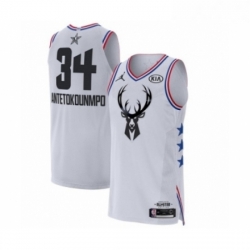Mens Jordan Milwaukee Bucks 34 Giannis Antetokounmpo Authentic White 2019 All Star Game Basketball Jersey