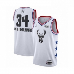 Mens Jordan Milwaukee Bucks 34 Giannis Antetokounmpo Swingman White 2019 All Star Game Basketball Jersey