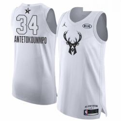 Mens Nike Jordan Milwaukee Bucks 34 Giannis Antetokounmpo Authentic White 2018 All Star Game NBA Jersey