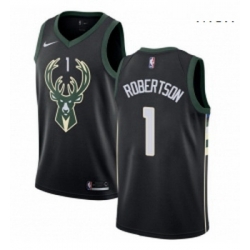 Mens Nike Milwaukee Bucks 1 Oscar Robertson Authentic Black Alternate NBA Jersey Statement Edition