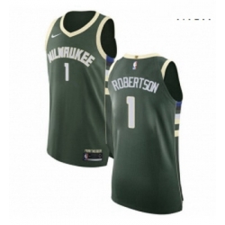 Mens Nike Milwaukee Bucks 1 Oscar Robertson Authentic Green Road NBA Jersey Icon Edition
