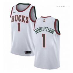 Mens Nike Milwaukee Bucks 1 Oscar Robertson Authentic White Fashion Hardwood Classics NBA Jersey