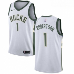Mens Nike Milwaukee Bucks 1 Oscar Robertson Authentic White Home NBA Jersey Association Edition