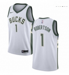 Mens Nike Milwaukee Bucks 1 Oscar Robertson Swingman White Home NBA Jersey Association Edition