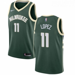 Mens Nike Milwaukee Bucks 11 Brook Lopez Swingman Green NBA Jersey Icon Edition 