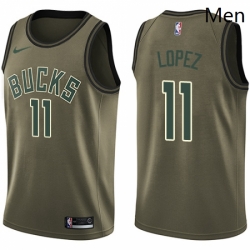 Mens Nike Milwaukee Bucks 11 Brook Lopez Swingman Green Salute to Service NBA Jersey 