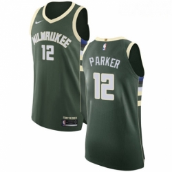 Mens Nike Milwaukee Bucks 12 Jabari Parker Authentic Green Road NBA Jersey Icon Edition