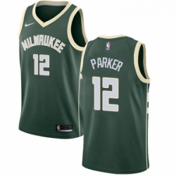 Mens Nike Milwaukee Bucks 12 Jabari Parker Swingman Green Road NBA Jersey Icon Edition