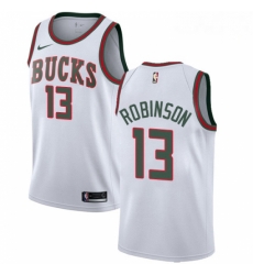 Mens Nike Milwaukee Bucks 13 Glenn Robinson Authentic White Fashion Hardwood Classics NBA Jersey 