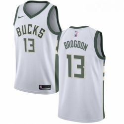 Mens Nike Milwaukee Bucks 13 Malcolm Brogdon Authentic White Home NBA Jersey Association Edition 