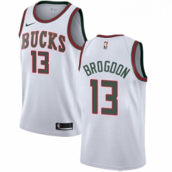 Mens Nike Milwaukee Bucks 13 Malcolm Brogdon Swingman White Fashion Hardwood Classics NBA Jersey 