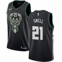 Mens Nike Milwaukee Bucks 21 Tony Snell Authentic Black Alternate NBA Jersey Statement Edition 