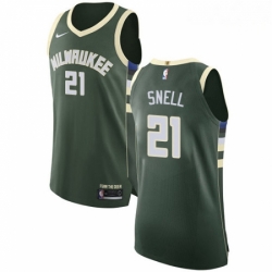 Mens Nike Milwaukee Bucks 21 Tony Snell Authentic Green Road NBA Jersey Icon Edition 