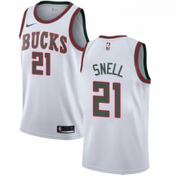 Mens Nike Milwaukee Bucks 21 Tony Snell Authentic White Fashion Hardwood Classics NBA Jersey 