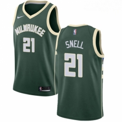 Mens Nike Milwaukee Bucks 21 Tony Snell Swingman Green Road NBA Jersey Icon Edition 
