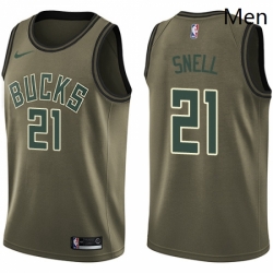 Mens Nike Milwaukee Bucks 21 Tony Snell Swingman Green Salute to Service NBA Jersey 