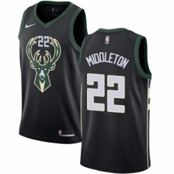 Mens Nike Milwaukee Bucks 22 Khris Middleton Authentic Black Alternate NBA Jersey Statement Edition 