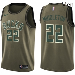 Mens Nike Milwaukee Bucks 22 Khris Middleton Swingman Green Salute to Service NBA Jersey 