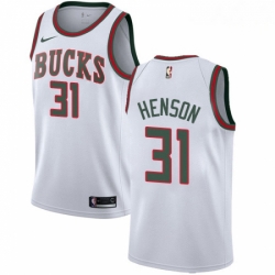 Mens Nike Milwaukee Bucks 31 John Henson Authentic White Fashion Hardwood Classics NBA Jersey 