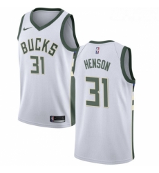 Mens Nike Milwaukee Bucks 31 John Henson Authentic White Home NBA Jersey Association Edition 