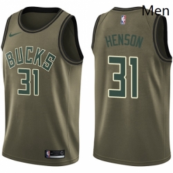 Mens Nike Milwaukee Bucks 31 John Henson Swingman Green Salute to Service NBA Jersey 