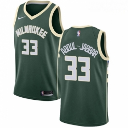Mens Nike Milwaukee Bucks 33 Kareem Abdul Jabbar Swingman Green Road NBA Jersey Icon Edition 