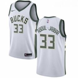 Mens Nike Milwaukee Bucks 33 Kareem Abdul Jabbar Swingman White Home NBA Jersey Association Edition 