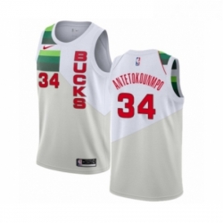 Mens Nike Milwaukee Bucks 34 Giannis Antetokounmpo White Swingman Jersey Earned Edition