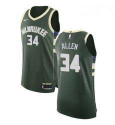 Mens Nike Milwaukee Bucks 34 Ray Allen Authentic Green Road NBA Jersey Icon Edition