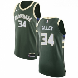 Mens Nike Milwaukee Bucks 34 Ray Allen Authentic Green Road NBA Jersey Icon Edition