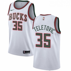 Mens Nike Milwaukee Bucks 35 Mirza Teletovic Authentic White Fashion Hardwood Classics NBA Jersey