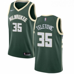 Mens Nike Milwaukee Bucks 35 Mirza Teletovic Swingman Green Road NBA Jersey Icon Edition