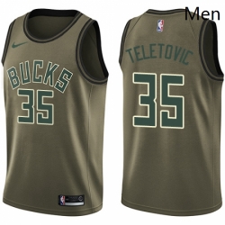 Mens Nike Milwaukee Bucks 35 Mirza Teletovic Swingman Green Salute to Service NBA Jersey