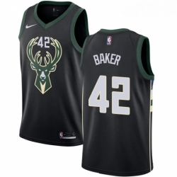 Mens Nike Milwaukee Bucks 42 Vin Baker Authentic Black Alternate NBA Jersey Statement Edition