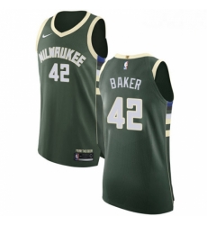 Mens Nike Milwaukee Bucks 42 Vin Baker Authentic Green Road NBA Jersey Icon Edition