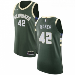 Mens Nike Milwaukee Bucks 42 Vin Baker Authentic Green Road NBA Jersey Icon Edition