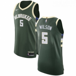 Mens Nike Milwaukee Bucks 5 D J Wilson Authentic Green Road NBA Jersey Icon Edition 
