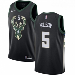 Mens Nike Milwaukee Bucks 5 D J Wilson Swingman Black Alternate NBA Jersey Statement Edition 