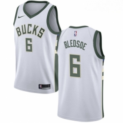Mens Nike Milwaukee Bucks 6 Eric Bledsoe Authentic White Home NBA Jersey Association Edition 