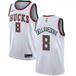 Mens Nike Milwaukee Bucks 8 Matthew Dellavedova Authentic White Fashion Hardwood Classics NBA Jersey 