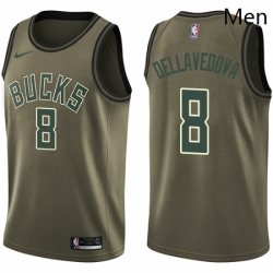 Mens Nike Milwaukee Bucks 8 Matthew Dellavedova Swingman Green Salute to Service NBA Jersey 
