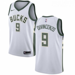 Mens Nike Milwaukee Bucks 9 Donte DiVincenzo Swingman White NBA Jersey Association Edition 